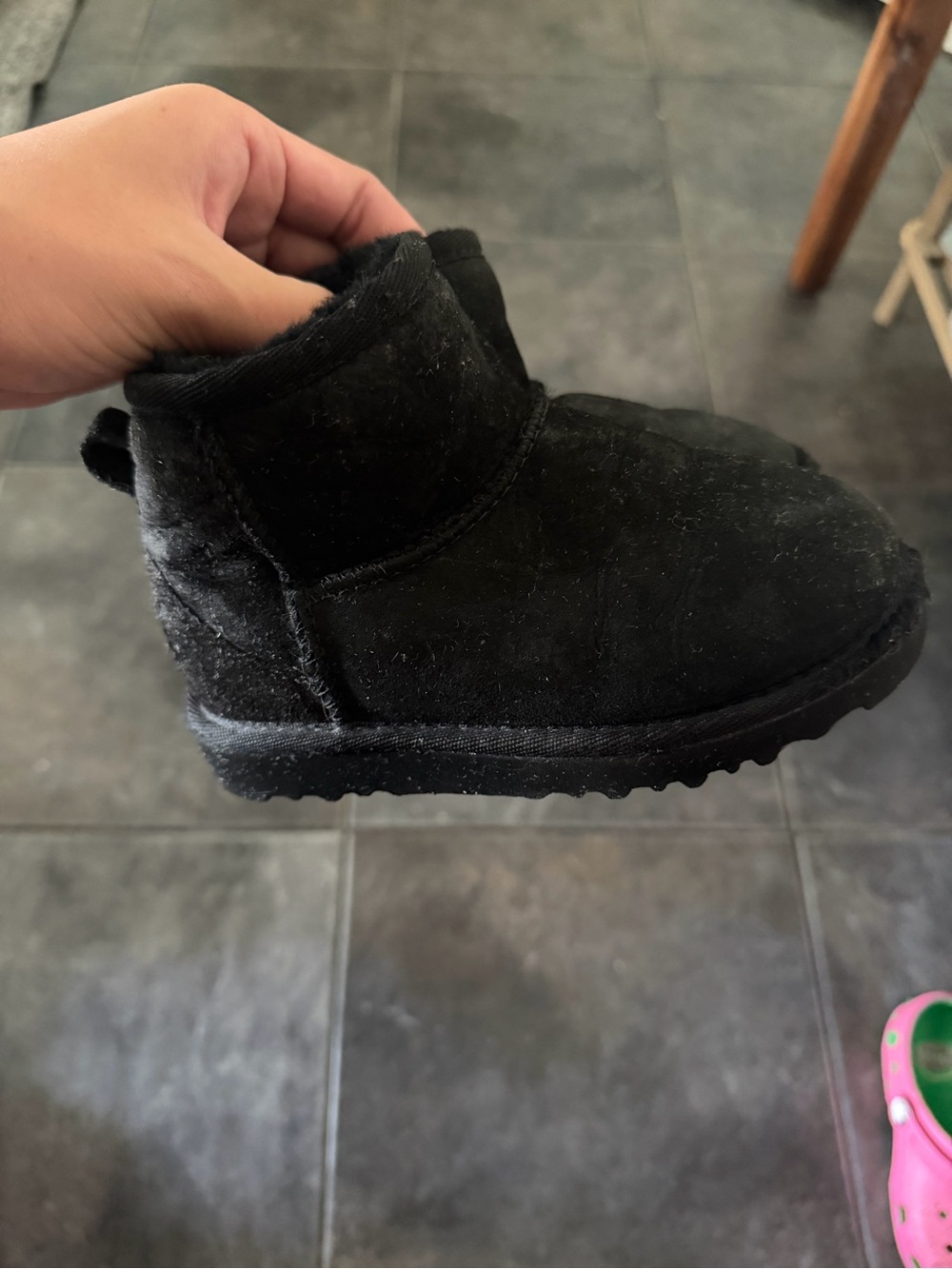 UGG Kids Black Shearling-Lined Booties